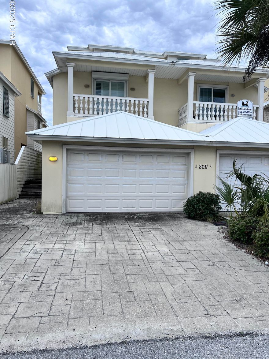 'CURRENTLY UNDER CONTRACT, SELLER WILL CONSIDER BACKUP OFFERS Best priced Gulf Front 3000 sf+ home in MLS. Valued at $1.95 million reduced $250k to $1.69 mil. for repairs and upgrades. This is a 5-Bedroom 5-Baths home (a  full bath for every bedroom).  Built in 2002 this home is one or 10 Mediterainan style attached homes on quiet east end street off Thomas Dr. NO HOMEOWNERS FEE! Only $552 per sq. ft. when the average is over $1000 a sq ft.  This 3-story home with 2-car garage is ready for renovation. This home has Metal Electric Hurricaine roll downs. This is a one owner primary residence and never been rented.

The first floor has a bedroom and bath, kitchen, dining, Living room that overlooks the Gulf with balcony. The 2nd floor has 3-bedrooms and 3 baths with the master overlooking the gulf with a private balcony. The 3rd floor known as the outlook floor has a bedroom, full bath and a wet bar with the 3rd gulf front balcony. The home is in disrepair and needs exterion stucco work and decks need work. Interior needs paint and updating. Alibi Grill across the street.