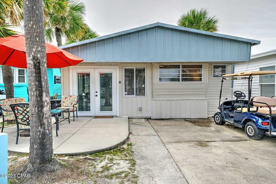 Excellent opportunity to own in highly sought-after Venture Out! Check out this darling 2-bedroom 1 bath home with new flooring and updated decor.   Great for investment or make this your second home. Venture Out is a golf cart community that has exploded with popularity recently... With 300' on the beautiful pristine beaches of the Gulf of Mexico and 1,000' on the Grand Lagoon. Venture Out has something for everyone. With 2 pools, fishing pier, boat ramp, mini golf, children's playground and much more!