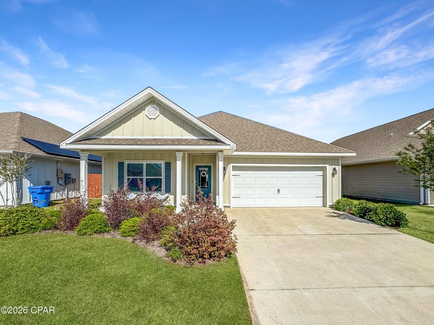 Beautifully maintained and move-in ready, this 4-bedroom, 2-bath Rhett floor plan offers peaceful pond views and a thoughtfully designed layout in the highly sought-after Bridge Harbor community. Ideally located just off Tyndall Parkway, you're minutes from shopping, dining, Tyndall AFB, and everyday conveniences.

Inside, the home showcases quality Horton upgrades, including luxury vinyl plank flooring, granite countertops throughout, tray ceilings, and crown molding. The spacious entryway welcomes you with two guest bedrooms and a full bath to the left, while a third bedroom and laundry room are tucked privately down the hall.

The heart of the home features an open-concept kitchen and living area, perfectly positioned to capture serene water views. The kitchen is equipped with granite countertops, a large island with breakfast bar and additional cabinetry, a walk-in pantry, recessed lighting, stainless steel appliances, and a dedicated dining space. The living room is highlighted by a double tray ceiling with crown molding, adding an elevated touch.

The primary suite offers a relaxing retreat with pond views, a tray ceiling, dual granite vanities, a garden tub, separate shower, and a spacious walk-in closet.

Bridge Harbor residents enjoy beautifully maintained grounds with sidewalks throughout, scenic ponds, a resort-style community pool with pavilion and BBQ area, a charming park centered around a historic oak tree, and access to the bay.

This home blends comfort, style, and community amenities--schedule your private showing today.