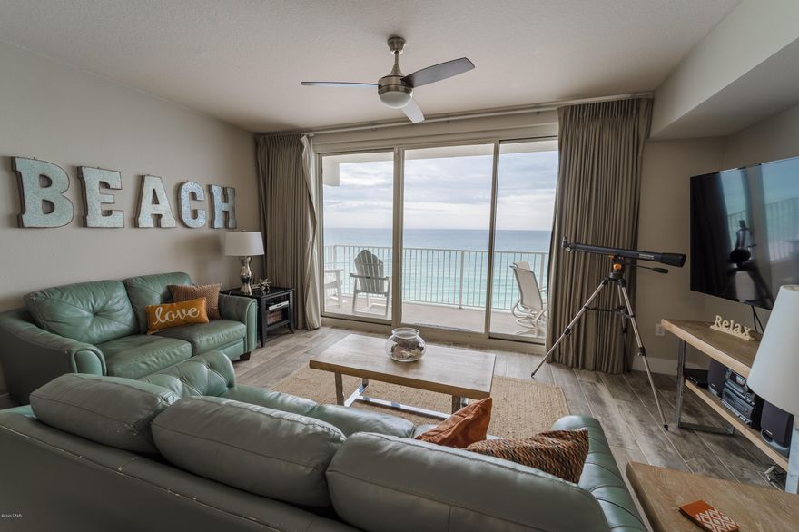 GULF FRONT UNIT - LOCATION, LOCATION, LOCATION!!! (true, gulf front unit, not tucked away in the corner). 7th floor INCLUDES A 7TH FLOOR PARKING SPACE. This condo is awesome!! This unit has been recently remodeled with plank tile, stainless steel appliances, stainless steel farm sink, and newly painted. Bunkroom has a door and private bath, could be considered a bedroom. The Shores of Panama Condominiums are known for its resort style, lagoon pool area complete with hot tub and two Tiki bars. The other amenities include indoor heated pool, spa, fitness center, sauna and steam room and an on site market. This complex lends itself to some very nice rental returns.Avoid elevators, fully furnished rental ready