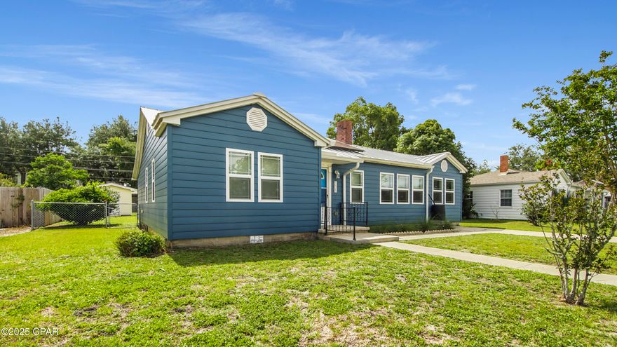 Charming Cove Cottage!

Welcome to this absolutely adorable almost 1700 sq ft 3-bedroom, 2-bath home in the heart of The Cove—one of Panama City's most beloved and historic neighborhoods, known for its winding streets, majestic oak trees, and timeless character. This delightful property blends classic charm with modern updates, including paid-off solar panels, (all electric home - avg monthly power bill $30 - except for the gas stove!) new durable insulated vinyl siding and vinyl windows, and a large functional kitchen complete with quality appliances (new refrigerator, new washer/dryer, new faucets and new disposal).

Step inside to discover a quirky yet functional layout filled with personality, custom built-ins, and an abundance of storage space—including tons of closets. A professional renovation added a spacious and serene primary suite, creating a smart split-bedroom floor plan ideal for privacy.

Enjoy a peaceful Cove life in this lovely home with sprawling fenced in back yard (2020) with 10x10 storage building (2020) and alley access!  Whether you're drawn to The Cove for its sense of community or historic charm, this home is truly a standout.

If you love The Cove, this is the one you've been waiting for! 
Notable updates include: 
Paid-off solar panels (current average monthly electric bill is $30)
Gas stove
50-year metal roof (6 years old)
New insulated siding & vinyl windows
Two 5-year-old A/C units (5 years remaining on warranty) with Ecobee smart thermostats
New refrigerator, washer/dryer, faucets, and disposal
Custom built-ins and plenty of closet space
Chain-link fence with alley access (2020) & 10x10 shed (2020)
Seller is willing to offer a $5000 painting allowance at closing with an acceptable offer! 
(all sizes approximate and taken from public records, buyer to verify any details buyer deems important)