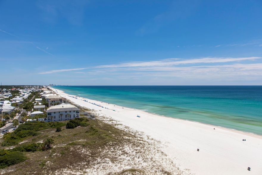 CURRENTLY UNDER CONTRACT, SELLER ACCEPTING BACKUP OFFERS.  Pinnacle Port is located on the far west end of the beach with fabulous views of the Gulf and Lake Powell.  Pinnacle Port is a gated community with a 24/7 guarded entrance. This Emerald Coast jewel is biking distance to The Doughnut Hole, 30 Avenue and Rosemary Beach.  This 3/3 townhouse-style has the master bedroom suite, kitchen/dining, living room, and laundry room on the first floor. Two other bedrooms and bathrooms are on the 2nd floor.  This unit was completely updated in 2015 to include a new kitchen with beautiful granite countertops, vinyl plank throughout and updated bathrooms. kids play area, wi-fi, and more. The HOA fees include electricity for H/C and water heater.