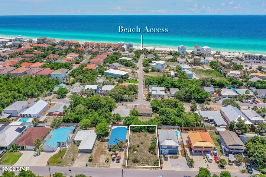 Build Your Forever Dream Home or Vacation Home with a Pool, even Heated, on this Great Lot! Located on the Desirable West End of PCB! In the Wonderful Golf Cart Friendly Community of Riviera Beach! Only a Few Blocks from the Beautiful White Sands and Beach Access. Sewer, Natural Gas and Water are Available on the Front of the Lot! NO HOA's! Short Term Rentals are Allowed! It sits Between Pier Park and Scenic 30A! South of Hwy. 98. If Details Are Important, please Verify.