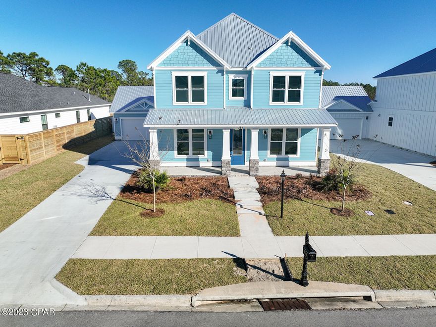 Newly built by prominent Builder this 2 story beautiful hurricane proof house has everything you need for lavish life style. Must see to appreciate. Impact windows and doors ( certificate upon request) . Wind mitigation form will be provided by Builder along with structural warranty.
Location at Tapestry Park , the most desirable Panama City Beach neighborhood, speaks for itself. Close to all attractions you may need: Elementary School is across the street, Middle and High School is 5 minutes drive, City Library ,Senior Club and Water Park are in walking distance, Supermarkets and Pier Park Mall just few miles away, white sandy Beach and City pier recreational zone is right there steps away... Within community that house is just steps away from Club House and community pool. Ample back yard , facing pond and small forest ,offers nice privacy and space.