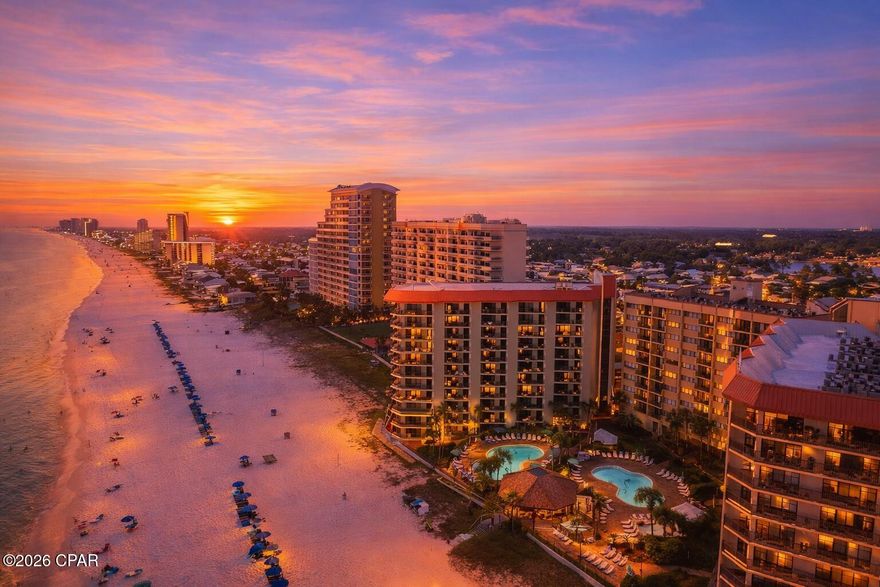 2BR/2BA Gulf-front condo in Summerhouse, Panama City Beach. 120 sq ft balcony, 2 pools, short-term rentals allowed. Built 1987. This 2 bedroom, 2 bath Gulf-front condominium at Summerhouse Condo in the South Lagoon area of Panama City Beach offers 1,015 square feet and direct beach frontage at 6505 Thomas Drive. Built in 1987 and listed at 422,000, the unit allows short term rentals and is being sold furnished. With 400 feet of Gulf frontage across the complex and onsite rental management, buyers comparing investment property, second home, or full time residence options can evaluate both rental flexibility and amenity depth. Inside, the layout balances durability with comfort, making everyday living or guest turnover straightforward. Tile flooring carries through the kitchen, living area, and baths for easy maintenance after beach days, while the carpeted bedrooms provide a softer retreat at the end of the day. Granite countertops in the kitchen and bathrooms add a finished, cohesive feel. Large sliding glass doors draw natural light into the living area and open directly to the balcony, keeping the Gulf view present even when you are indoors. The balcony itself offers comfortable space for seating and outdoor dining, creating a natural extension of the living area where mornings can begin with coffee overlooking the pools and shoreline and evenings can wind down with the sound of the Gulf in the background. The primary suite is positioned to capture Gulf views and includes private access to the balcony along with an ensuite bath. Waking up to natural light and stepping directly outside is a feature buyers consistently value in true Gulf-front properties. The thoughtfully separated bedroom design places the guest bedroom and second bath apart from the primary suite, offering added privacy and flexibility for owners and visitors. A conveniently located laundry closet with a stackable washer and dryer provides everyday functionality while keeping the main living areas uncluttered. Summerhouse is an established beachfront community known for its extensive amenities and structured management. Two beachfront pools, including one heated seasonally, a kiddie pool, hot tub, tennis courts, pickleball courts, game room, owners lounge, Gulf-front gazebo, and onsite homeowners and rental office all contribute to a setting designed for both enjoyment and ease. Elevators are located throughout the complex for convenient access, and ample paved parking accommodates residents and guests. Owners are permitted to have pets in accordance with association guidelines, and service animals are permitted for guests as required. Monthly HOA dues of 1,264.69 include accounting, cable TV,  HOA insurance, internet, legal, maintenance grounds, management, pest control, security, sewer, trash disposal, and water.
Positioned on Thomas Drive near St. Andrews State Park and Grand Lagoon, the location offers quick access to boating, fishing, dining, and shopping while maintaining direct beach access. For buyers evaluating furnished, rental-eligible Panama City Beach condominiums, this Summerhouse unit combines true Gulf-front placement, established amenities, and a layout that supports both personal enjoyment and consistent rental appeal.  Make this unit 
''your Summerhouse''.