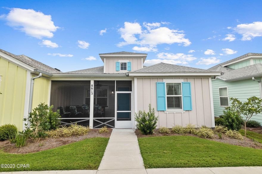 CURRENTLY UNDER CONTRACT, SELLER WILL CONSIDER BACKUP OFFERS. 
Why wait to experience the Margaritaville Watersound Lifestyle when you can own it today! What sets this Camelia apart from the others on the market is its location and upgrades. This is the closest active Camelia to the amenity area, meaning a shorter golf cart ride to/from the pool, gym, and restaurant.  It also has many upgrades like quartz countertops, extended island, screened-in patio, epoxy coated patio and garage floors, custom garage shelving, plantation shutters, and more!  


This ready-to-move-in home awaits you in the exclusive 55+ gated community inspired by Jimmy Buffett. The charming 2-bedroom, 2-bathroom cottage features a separate dining room, a full-sized laundry room, and a spacious 2-car garage. You'll relish the open floor plan, adorned with Mohawk laminate flooring throughout the main living areas and bedrooms. If you're passionate about cooking, this kitchen is a chef's dream, complete with a gas range, Viatera Quartz countertops, an extended island, stainless steel appliances, pristine soft-close cabinetry, and recessed lighting.

The master bedroom boasts a walk-in closet, recessed lighting, and a generous en-suite bathroom with double vanities and a roomy walk-in tiled shower. Enjoy timeless elegance and privacy with plantation shutters adorning every window throughout this exquisite cottage. Whether it's early morning or late afternoon, you'll find pure bliss on your screened-in front porch, where you can savor the spring, summer, and fall breezes without the bother of bugs. Both the front porch and garage have been coated with epoxy finishing for enhanced looks and extra protection. The garage also features custom shelving to provide extra storage. Whole house surge protector rounds out the list of numerous owner upgrades. Washer, dryer, and TVs are included in the sale. 

The homeowners' association (HOA) takes care of all your lawn maintenance needs. The community offers an array of amenities, including Latitude Town Square with a Bandshell, Latitude Bar & Chill Restaurant, a second-floor bar with panoramic Intracoastal Waterway views, the Changes in Attitude Poolside Bar, Paradise Pool with a beach entry, cabanas, Tiki huts, Fins Up! fitness center, Workin' N' Playin' Center, Barkaritaville Dog Park, tennis and pickleball courts, bocce ball courts, walking trails, and more! 

If you're an outdoor enthusiast, you'll love the variety of recreational activities in the area, from boating and deep-sea fishing to hiking, biking, golfing, and more. Margaritaville Watersound is ideally situated on the Emerald Coast, nestled between Destin and Panama City, just off the scenic 30A corridor that offers 20 miles of coastline with breathtaking views of some of the world's most beautiful beaches. With Margaritaville's carefree ambiance, exceptional dining, entertainment, and recreational options, this vibrant community area will be your go-to spot, just a golf cart ride away from your new paradise home!