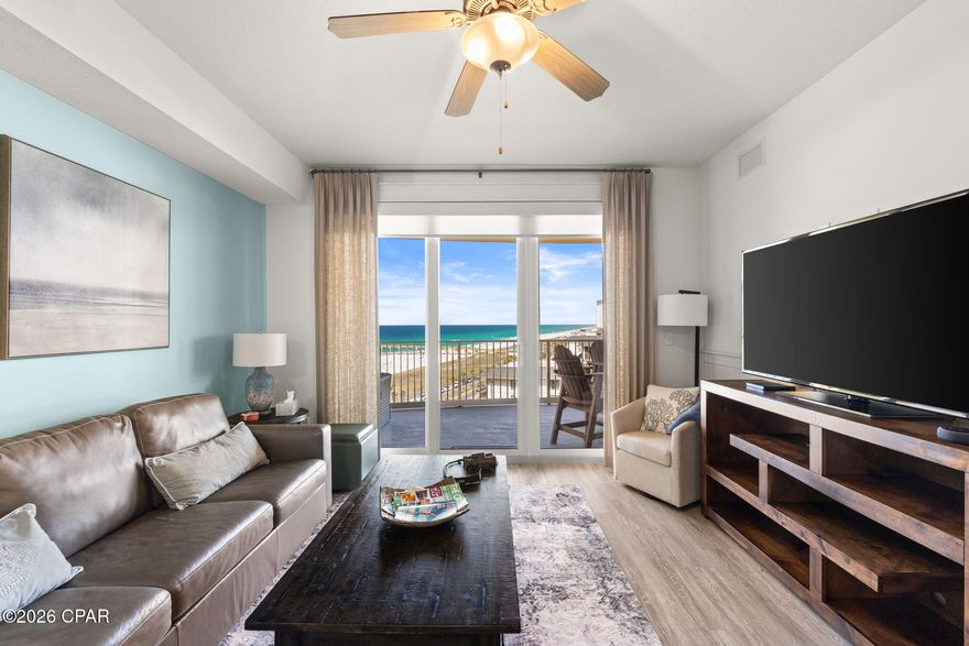 Ideally positioned on the 8th floor, this beautifully upgraded non-rental 1-bedroom, 2-bath unit offers the perfect balance of elevated Gulf views and comfortable living. Located in Calypso Tower 3, the unit features a Gulf-view primary bedroom, and coveted double balcony for seamless indoor-outdoor enjoyment.

Thoughtful upgrades throughout include custom shiplap at the kitchen bar, premium window treatments, wainscoting in the bathrooms and utility room, and added cabinetry in the utility room. The seller has taken exceptional pride in presenting this unit, and it shows in every detail.

Enjoy resort-style amenities including a lagoon pool, hot tub, fitness center, on-site restaurant with al fresco dining, and direct beach access. A rare opportunity to own a refined coastal retreat in one of Panama City Beach's premier beachfront communities.
