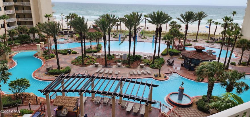 Totally renovated unit at this beautiful vacation destination, Shores Of Panama, in stunning, Panama City Beach, FL. This 2 bdrm, 2 bath unit features all new flooring throughout, appliances, cabinet faces and granite countertops in the kitchen and stunning quartz in the bathrooms. This freshly painted unit also has newer furniture and high end Beach decor that all convey. Boasting one of the most beautiful views of the Gulf of Mexico and overlooking the majestic pool patio, you or your guests will be in awe. This highly sought after rental machine also comes with an assigned garage parking space on the same floor as the condo. Call your favorite Realtor today for your private showing! And remember, Life is better at the beach!