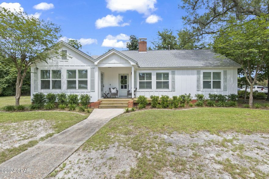 Completely remodeled home in the very desirable Cove.  The home was gutted inside and new electric, plumbing, walls, windows, doors, baths, kitchen were put back in.  Many modifications were made inside to make the floorplan more open and viable for todays family.  All exterior siding was removed and replaced with hardi board-board and baton.  Guest cottage updated too with large room and bath.

Large corner lot offering good play area in yard.  Parking for 2 in the carport.