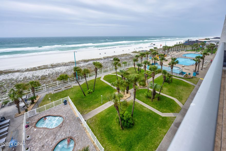 Gulf-front and rarely on the market, this 2-bedroom, 2-bathroom sanctuary at The Summit offers panoramic views from its coveted 6th-floor location, complete with a wrap-around balcony. Fully furnished, this coastal haven exudes comfort and style. Enjoy modern entertainment with three smart TVs. Convenience meets luxury with an in-unit washer & dryer and proximity to the elevator for quick access to the beach or a swim.

The Summit boasts an array of amenities, including a sprawling pool area with three unique pools (including a heated option for cooler months), hot tubs, BBQ grills, a picnic area, fitness center, tennis, pickleball, and basketball courts, as well as a shuffleboard court. Additionally, there's an onsite restaurant and tiki bar for added convenience.

Just moments away from shopping, dining, and endless entertainment options, this unit presents an unparalleled opportunity for both relaxation and adventure. Whether you're in search of an investment vacation rental or the perfect second home, seize this chance to own a slice of paradise.