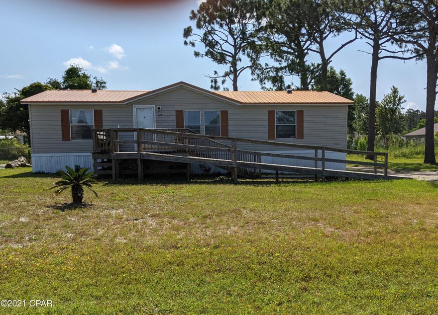 Quite subdivision. This home is on cul de sac, within 10 minutes to the beach. Great for a Beach house, first time home (or handicapped w/ ramp to front door) . Split floor plan. Spacious LR with cathedral ceilings. Large kitchen/DR with stainless appliances. Washer & dryer stay. Master bath has 2 sinks & walk-in shower. Metal roof on house about 3 yrs. old. Brand new AC unit installed 6/21.

Check out the Man Cave or She Shed. It's huge with electrical outlets everywhere. Could be made as garage.