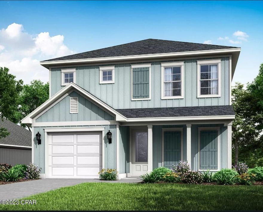 Breakfast Point East is now selling!  This home backs to the trees.  Live within 2.5 miles of ''The World's Most Beautiful Beaches''.  This 4-bed 2.5 bath Carrabelle plan by Truland Homes offers all the upgrades that will allow you to enjoy your beach retreat.  Interior features 9-foot ceilings on both floors with 8-foot-tall doors, tile/EVP flooring through main floor, granite/quartz countertops, gas stove, and stainless-steel appliances.  Exterior features cement board siding, hurricane fabric for windows, and full yard landscaping.  The new section of this community is close to shopping, restaurants, and the new medical facility on Hwy 98.  Call today to schedule your private showing as this home is still under construction.  Photos are of another like plan and options may vary.