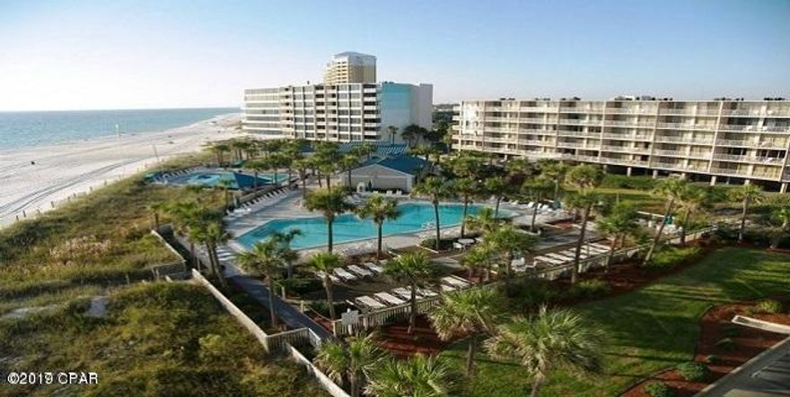 CURRENTLY UNDER CONTRACT, SELLER ACCEPTING BACKUP OFFERS' 'Gulf Front'' Beautiful 2BR/2BA Fully Furnished Condominium. Condo has Tile flooring throughout. Fully equipped Kitchen w/breakfast bar. Wonderful Gulf Front views from the Master Bedroom, Living room Balcony, you can see the beach and one of the pool areas. Condo has many ''upgrades'' Cabinets, counters and Master Bath Tile Shower, This is a wonderful rental investment or great second home. Dunes of Panama has 3 pools, tennis, shuffleboard, fitness room and a place to grill. All dimensions are approx.