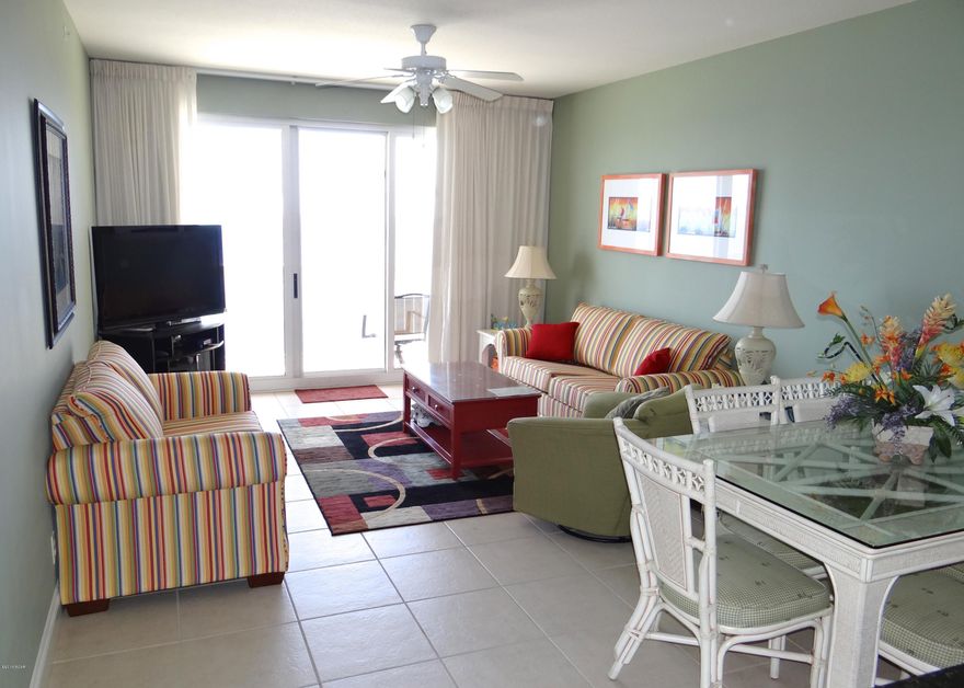 This is a beautiful, well-kept unit in Calypso's highly desirable West Tower with very good rental history. Stunning 10th floor Gulf and sunset views can be seen from the living,dining, kitchen, and master bedroom. Upgraded tile floors in the living/dining, kitchen, and bathrooms.  Bunk room functions like a 3rd bedroom, sleeps two comfortably. Beach chair service for use of the condo owners or guests from Aquatic Adventures is prepaid for the full season in 2016.HD flat screen TVs and HD DVD players. Watch the sunrise while you make breakfast in the kitchen, lounge around the afternoon in one of Calypso's two Gulf front pools or walk to Pier Park for dining, shopping, and recreation. This is the condominium to be at in Panama City Beach.