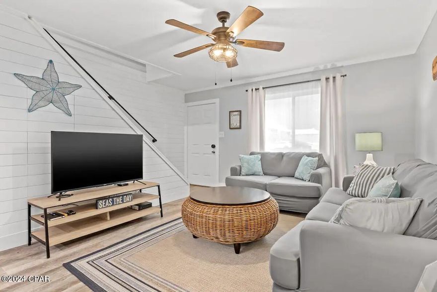Available for rent November thru March. Renovated 2 bedrooms, 1.5 bathrooms, just steps away from the beach. Utilities up to $100 per month limit for electricity, internet is included. Whether you're enjoying soaking up the sunshine rays and water of the beautiful Gulf of Mexico, or out and about to experience the premier shopping and entertainment destination in PCB, this is the perfect stay for you! This newly remodeled luxury 2 bedroom/ 1.5 bathroom condo comfortably sleeping 5 people. Located just footsteps away from the white sandy beaches of Panama City Beach, FL. This property is luxuriously furnished with quality, comfortable furniture, and amenities which include:
- 1 King Bed in the Main Bedroom with a medium size closet
- 1 Queen Bed in the Second Bedroom as well as a medium-size closet
- 1 Twin Bed in the Second Bedroom
- Fully stocked gourmet kitchen for all your cooking needs & desires, including a breakfast bar seating up to 2 people.
- All in one laundry & dryer
- Dining room table
- Free high-speed Wifi Internet, 3 digital cable TV's in the living room and both of the bedrooms