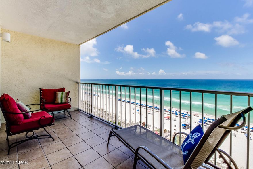 Gulf Front furnished unit located toward the center of the building with easy access to the center elevators. This unit has a great view of the gulf and the pool deck from the gulf front balcony. Stacked washer and dryer in the unit. 18'' tiles throughout the unit except the master bedroom. The bunks in the hall give you more sleeping area. This resort offers two pools, hot tubs, kiddie pool , BBQ area, and snack bar all inside this gated resort. Security patrols 24 hours a day.