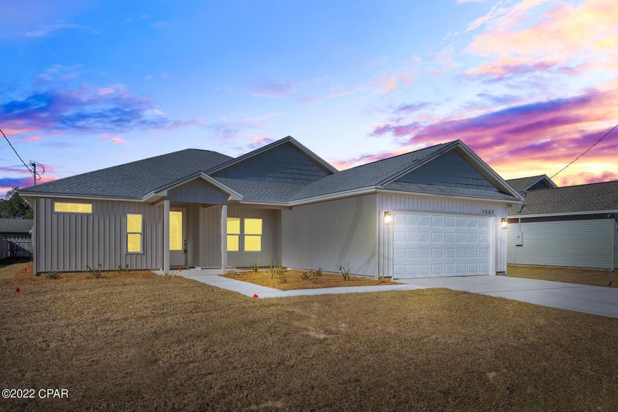 Come and see this stunning New Home Proudly Built by Coastal Classic Homes. Owning a Newly Built Home in Lynn Haven is one thing, but the quality of this home is exquisite and will not disappoint. This beautiful home offers LVP flooring, custom fixtures, and most importantly plenty of room for activities indoor and outdoors. Upon entering, you'll be welcomed by an open concept and a split floor plan offering privacy and plenty of space. You will have convenience to several grocery stores, restaurants, parks, and Hwy 390 to get you wherever you need to go. Schedule your showing today to reserve this wonderfully created home.

(See Floor Plan and Design Plan in photos)