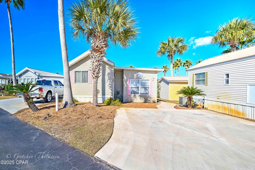 Incredible Investment Opportunity! Discover your coastal oasis nestled within the family-oriented community of Emerald Pointe Resort. This beautifully maintained, and updated beach property is being sold turn-key furnished and move-in ready for you and your family to begin making memories! The property features a large screened in porch, three-bedrooms, two bathrooms, full size washer/dryer, and a large lots with room to add on. Recent updates include: roof, HVAC, Hot Water Heater, LVP Flooring throughout, and the updated Kitchen includes Cabinets, Countertops, sink and stainless appliances. It is perfect for a full-time residence, vacation home, or investment property. Emerald Pointe Resort is a gated community nestled in the heart of Panama City Beach, just minutes from restaurants, shopping, and the world's most beautiful beaches. Engage in the community's fantastic amenities, which include a large clubhouse, exercise room, shared library, two swimming pools (one heated seasonally), a hot tub, a serene lake with a boardwalk, and a shuffleboard court. Your HOA fee covers water, sewer, garbage, cable, and lawn service, ensuring you enjoy a hassle-free living experience. This charming property won't last long—schedule your showing today and make it your perfect beach retreat! All information is approximate and should be verified by buyer if important.