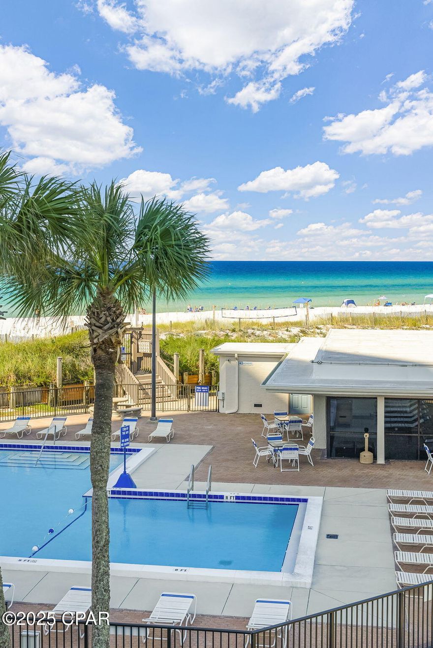 LOWEST PRICED 3 bed / 3 bath condo on the ENTIRE BEACH!!! 

Experienced investors are trained to ''love'' the number and simply ''like'' the property, but why not have both? This is by far the LOWEST PRICED comp in the entire town that is this close to the sand, and if pricing wasn't an instant attention grabber... it also has some of the lowest HOA fee's of all the comps!

Simply put, you will not find a 3 bedroom condo on the beach with views like this. Only a few feet from the sand, you can go from your incredible condo to the emerald green waters before folks in other communities can even catch an elevator! That's right... park directly at your door, and within seconds, find your toes in the sand and your soul soaking in the sun.

A key requirement for generating strong rentals is location, and the prime location is where this condo TRULY outshines all other competition. 

For the kiddos, there are go cart tracks, video arcades, mini golf courses, thrill rides, ice cream shops, souvenir shops, and the list goes on!

For the adults, there are numerous bars/restaurants right outside your door - including the Famous Ms. Newby's! To make it even better, Tootsies will be opening their highly anticipated Beach Bar just 2 doors down - where big name band's will undoubtedly be brought back to the beach. No need to drive after those adult beverages, your condo is perfectly located just a few seconds away!!!

Although the legendary action of Thomas Dr is right outside your front door, if it's peace and quiet you seek, you will lose yourself in the serenity of the lush and peaceful oasis of Sugar Beach. Offering one of the largest and most unique greenspaces in all of PCB, this incredible community offers ample room to stretch your legs while walking the well-manicured path around the pristine sprawling koi/turtle pond. You will not find another property in town that is directly on the beach - yet also offers such an incredible courtyard with a pool, tennis/pickleball courts, shuffleboard, a grilling area, a community clubhouse, a private gated beach access, and over 375 feet of incredible beach access!

Sugar Beach is one of the only pet friendly Gulf front rental destinations in the entire area. Years of market data shows that pet friendly options bring a higher nightly rate, have a better vacancy rate, and are more likely to attract ''snowbirds'' during the off season, so when it comes to rentals, you find yourself with a true competitive advantage.   

In addition to being pet friendly, Sugar Beach is a private/family friendly gated community with no elevators. The list of Gulf Front complexes where you can park directly at your door are few and far between, but Sugar Beach offers exactly that!

This amazing unit has already been updated with over $50k in upgrades: All new hurricane doors and windows in 2024, newly remodeled bathrooms upstairs, new LVP and Tile flooring in most areas, custom woodwork in the living room and stairs, etc. It is turnkey and ready to go!!!

With many 3 bedroom units in Sugar Beach generating $60k+ annually in rentals... One look at the numbers, one look at the condo, and one look at the location - and you will become a firm believer. This condo genuinely has it all and will turn an incredible profit - while creating unforgettable lifetime memories for years to come.

Welcome to Paradise!!!