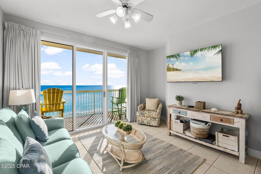 Gulf Front-6th Floor~ 2 BR with Bunk/Bonus Room @ Celadon Beach Resort.  Sleeps and Rents like a 3 Bedroom!  With a Private Balcony, accessible from Primary Bedroom & Living Room, you have stunning, unobstructed views of the Beach & Gulf of America.  Refreshed & painted throughout, it's ready for you and your guests. Updates include flooring; appliances; living room & balcony furniture. 
Located on the much-desired West End of PCB, Community features and amenities make for a great vacation rental, or beach home.  They include Parking Garage with Climate Controlled Walk-Over, 2 Pools (1 Gulf Front & 1 Indoor/Outdoor), 2 Hot Tubs, Fitness Facility, Tennis & Pickle Ball.  Located on the quiet West end of Panama City Beach, close to shopping, restaurants, 30A and all that Panama City Beach has to offer. 
Structural Integrity Study has been completed. The letter reflecting the satisfactory results is available upon request.
HOA assessment includes Quarterly Assessment & Reserve Assessment.