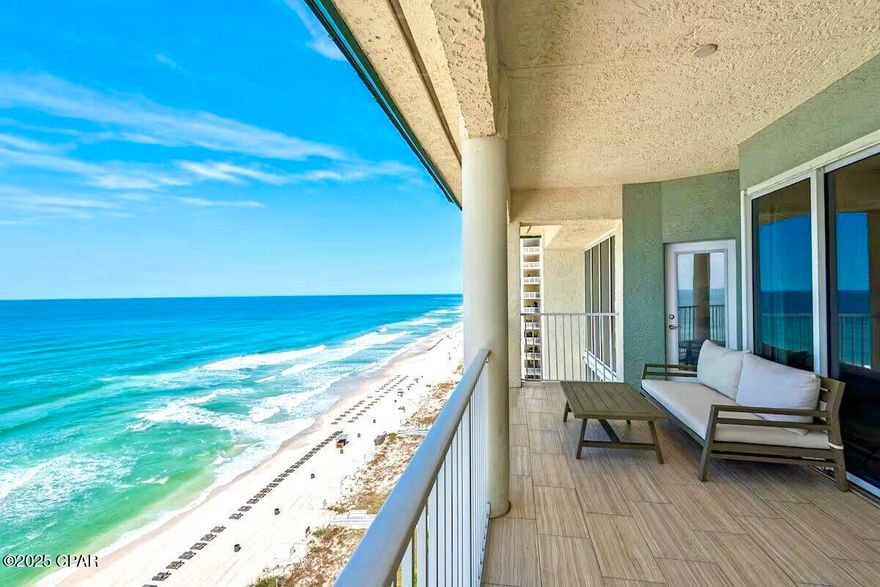 The ''Crown Jewel''! Once-in-a-lifetime opportunity to own the best condo in the most highly sought-after resort along the Gulf! The Penthouse-end unit, with spectacular views both East & West, where every room fronts the beautiful Emerald-Green Gulf! 1400 feet of private white sugar-sand beach & 3 heated pools, including a huge 7500 sq ft lagoon pool with waterfalls & tropical palm-laden island & Tiki bar. Great investment opportunity-booked solid year after year, plus many family vacations. Owner financing too, at low rates! This spacious 3 BR, 3 bath condo has been meticulously renovated & remodeled by the professional designer-owner, making it one of the most attractive units in the resort. Every room offers breathtaking floor-to-ceiling Gulf-front views, with private balcony access.

Upgrades include new Quartz Countertops, custom tile backsplash, new LVP flooring, new lighting, new plumbing fixtures, stainless steel appliances, built-in bookcases, and a Master Ensuite featuring both a tub and separate shower, double vanities and linen closet. Vaulted ceilings are also unique to this luxurious Penthouse. One of the Bedrooms is a separate secondary Master suite, with wet bar, private bath, a 2nd laundry room and a private Gulf-front balcony. Long Beach Resort unit 1406 is a corner unit in the highly sought after ''six stack'' which is the only Western Sunset facing corner Penthouse and offers extra privacy, extra balcony space, and an incredible view of the sunset due to its unobstructed western view corridors. Long Beach Resort also has the longest private beach, with low condo density due to every condo being designed parallel to the beach, instead of the typical shotgun floorplan; and only being a 14-floor height instead of other typical 30-floor high-density condos. Amenities galore with numerous Polynesian pools, 3 whirlpools, bar/grill poolside, self-serve grills, fitness center, beach vendor services such as chairs, jet-ski and parasail, and a gated security-entry with an abundance of main-level parking. Long Beach Resort is one of the most popular resorts in Panama City Beach, with a central location close to great restaurants and shopping. Long Beach is always in high demand due to its stellar rental returns and close proximity to sporting complexes, conference centers, shopping, dining, and entertainment options as well as being a short drive from a major regional airport
Unlike other resorts, Long Beach offers a large open-air parking lot that allows guests to park to in front of their tower, and to load & unload under cover at the door. Long Beach Resort is a true piece of Panama City Beach history!
Long Beach Resort will soon be upgraded with new renovated stucco exteriors, balcony railings, etc during the winter months ahead. Therefore, the owner will pay half of the HOA fees for the next two years, when the HOA fees are expected to be reduced accordingly.
A great opportunity to own this unique condo, at this low price, with low interest owner financing.