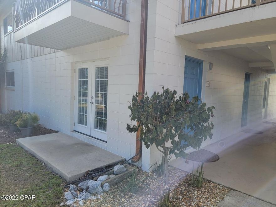 This is a must see first floor, unfurnished unit.  Easy walkway entrance.  Living room has a electric fire place, separate dining area with accent morrows, kitchen galley style (furnished) with a exit door. Tile flooring, except bedrooms that have nice plank flooring, pulldown blinds , master has a walk in closet.  Bathroom is updated. You are just a few steps from one of the pools on this property.  The beach and dock and second pool is a short walk.  Take a drive by Landmark ,what a place to call home.   No yard work, just  steps from parking to front or kitchen door. Just easy beach living with out beach traffic and high rising buildings. Security Deposit is required.