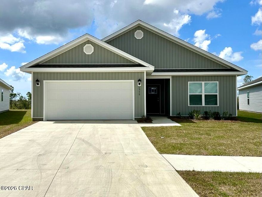 Welcome to the Walker, a new home floor plan located at Liberty in Panama City, Florida. The Walker is thoughtfully designed 3-bedroom, 2-bathroom, one-story home with 1,580 square feet of modern living. On the outside of your home, you will see durable vinyl siding, a spacious two-car garage with an opener and a fully sodded yard to the property lines. This home comes equipped with dimensional shingles with a limited lifetime warranty, electronic deadbolts on all exterior doors, weatherproof outlets, and hose bibs. Sidewalks line the neighborhood streets for you to enjoy the beautiful Florida weather at Liberty. Inside you will see 8' ceilings throughout, engineered vinyl plank flooring throughout the home and carpet in the bedrooms. The front bedrooms, bathroom, and garage are close to the front door and welcome you into an open living room and kitchen, perfect for having guests over. Granite countertops, white cabinetry with soft-close are in the kitchen and bathrooms, and the kitchen island makes hosting or serving dinner at the bar a breeze. Complete with a pantry, and stainless-steel appliances including smooth top range, microwave, and dishwasher means your kitchen is fully equipped. The living room has plenty of windows for natural lighting and leads right to the back door. Each bedroom comes with soft carpet floors and spacious closets. The Primary Bedroom features a bathroom with a detached shower and double vanity with granite countertops. The walk-in closet is adjacent to the bathroom, meaning more space in your bedroom. As with all the homes in Liberty, your home is outfitted with the latest Smart Home technology, allowing you to manage your home right from your phone, making your comfort easy and exceptional.

Our Liberty community features underground utilities making it less susceptible to damage from severe weather leading to fewer outages and more reliable service! Residents of Liberty can enjoy exclusive access to two amenity centers, complete with two pools, a children's splash pad, a playground for endless fun, and a well-equipped fitness center. Our second amenity center features a basketball court and two pickleball courts for competitive play! Embrace the lifestyle you deserve where every detail is curated for your ultimate enjoyment. Situated off Star Avenue, this address is a stone's throw away from downtown Panama City's vibrant scene and the esteemed Tyndall Air Force Base, making it an exceptional choice for military personnel. Schedule an in-person or virtual tour today!