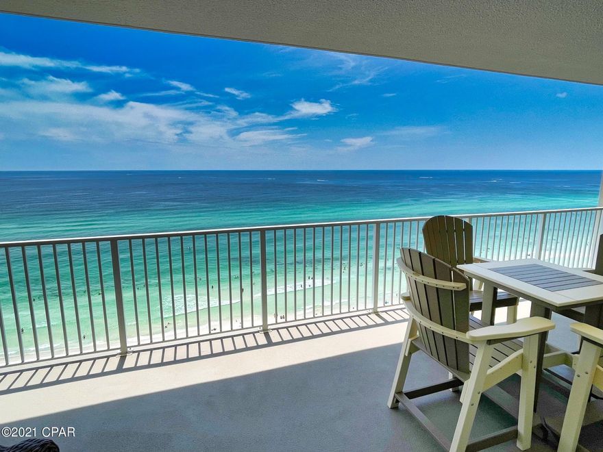This is a rare original owner, non-rental, 2 bedroom / 2 bath, condo at Ocean Reef Condominium. The condo features one of the largest balconies you will find with a 2 bedroom condo! The 10x27 spacious balcony offers plenty of room for your guests and includes composite table/chairs, chaise loungers, and relaxing arm chairs. From the living room enjoy relaxing gulf-views on the comfortable, matching, sofa and loveseat. The dining room table seats 6.  The kitchen includes a breakfast bar with seating for 3. The master bedroom is gulf-front and includes a private bath with dual vanities. Sleep to the sound of the waves, black-out curtains included! The guest bedroom includes private bathroom access. A/C replaced 1/20. Leave the car parked! Ocean Reef is conveniently located and is within easy walking distance to Hidden Lagoon putt-putt golf, go-cart track, coffee and doughnut shop, Funland grill and arcade, new Alvins Island gift shop, and the delicious, beach-front, Runaway Island Restaurant.  Nautilus Street provides easy access to back-beach road (Hwy 98) to bypass any traffic on Front Beach Road.  The new Hwy 79 to Nautilus Street connector provides fast and easy access to Ocean Reef. Buyer to verify dimensions and measurements. Reserved parking space incl.
