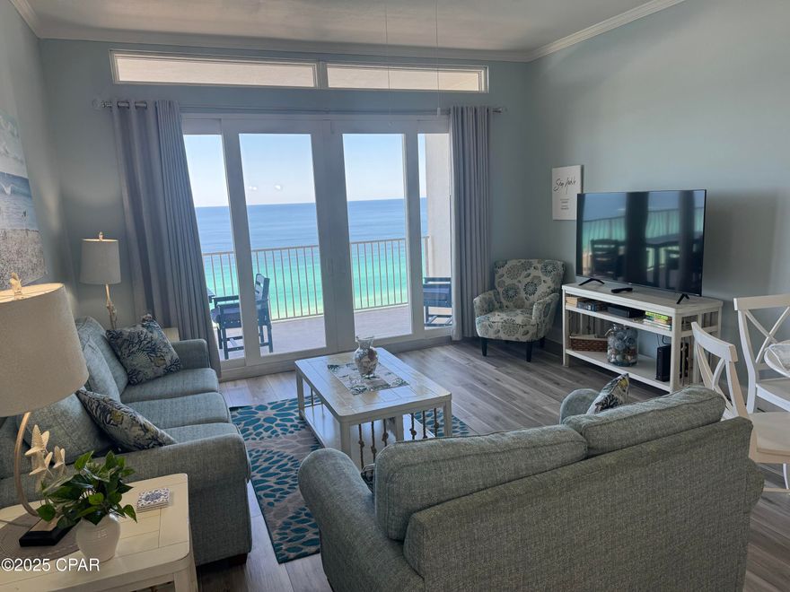 Welcome to PENTHOUSE LAKETOWN WHARF 2025! STUNNING GULF VIEW - This immaculate, well-kept, updated, and spacious condo has two bedrooms, two bathrooms, a bunk area, a large living area with transom windows, and a huge balcony capable of holding 8 guests. The primary bedroom has a king-size bed with a GULF VIEW, direct balcony access, and a large en-suite with a garden tub, walk-in shower, and double vanity. NEW APPLIANCES WERE DELIVERED ON NOVEMBER 18, 2025! Microwave is 2 yrs old. New 2024 HVAC, and an updated water heater. Mainly loved and used often as a second home by the owners, but lightly rented to cover expenses.  

Laketown Wharf Resort, in Panama City Beach, is in the heart of all the fun. It is located near many attractions, restaurants, and water activities, with its own private beach access located directly across the street. Laketown Wharf Resort holds an impressive reputation as one of the largest resorts in PCB. This property is situated along more than 50,000 feet of Lakefront Boardwalk and has a seemingly endless list of amenities to choose from. 

Resort Amenities: • 5 Pools -Kiddie Pool -Island Pool -10th Floor Rooftop Pool -Splash Pool -Zero-entry Pool • 2 Hot Tubs • Beach Access • Fitness Center fully equipped • Putting Green • Gift and Souvenir shop • Nightly fountain and light show on the lake • Eateries in Laketown Wharf (Juan Taco, Gunner's, The Tipsy Turtle, The Wharf Seafood Buffet, Candymaker Ice Cream Shop, In Cahoots breakfast, Pizza) • On-site Security • WiFi.... Nearby Attractions: • Pineapple Willy's (across the street) • Walmart • Pier Park (5.1 miles) • Frank Brown Park (5.7 miles) • St. Andrew's State Park (4.9 miles) • Emerald Falls Amusement Park (1 mile) • Cobra Amusement Park (0.6 mile) • Shipwreck Island Water Park (1.9 miles) • Zoo World • Ripley's Believe it or Not Museum • Wonderworks • Gulf World -- NEW to Laketown Wharf under the north parking garage: ''Bowling and Billiards'' is now on site featuring bowling, billiards, arcade games, axe throwing, and more!