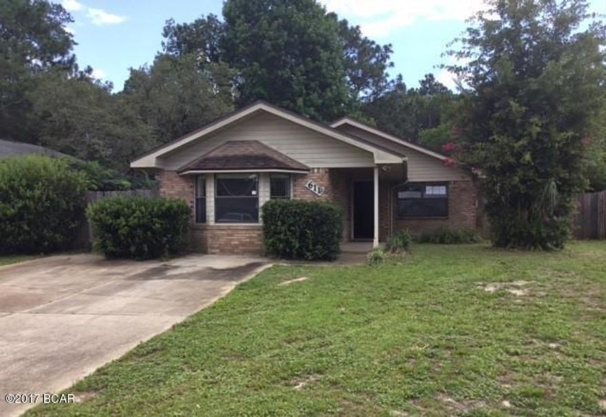 4BR/2B contemporary style home located in a residential community. Being Sold ''AS IS''. Living with brick fireplace. Kitchen with breakfast bar. The garage was converted into the 4th bedroom. Master bedroom and bath. Fenced backyard with yard building.