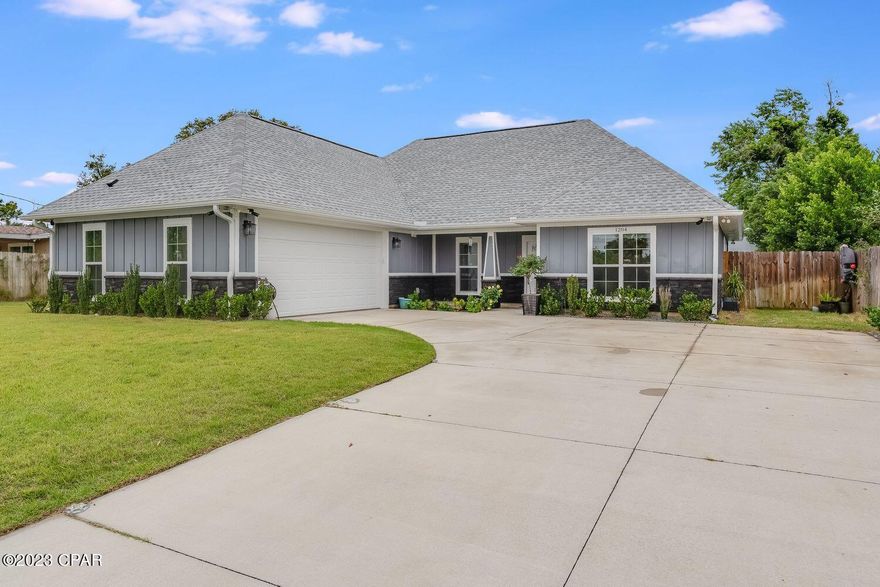 Under contract - seller currently accepting back up offers. Picture yourself living in the center of town in a newer construction home! This home is truly made for both entertaining and everyday living, with plenty of square footage and two bonus rooms for multi-use. This 2021-built home offers 3 bedrooms, 2 baths, and an office in a much-desired single level home with an attached 2-car garage. The home also features a unique bonus space of nearly 500 heated/cooled square feet on an upper level above the garage for multi-use activities or storage.

Step into a bright foyer where the LVP flows throughout. The home office is a great size and across from the primary suite. This retreat offers a large bedroom with tray ceiling, a separate soaking tub and walk-in shower with dual vanities and the most luxurious, spacious walk-in closet. The living room features built-in cabinetry, is flooded with natural light from the back yard and open to the dining room and kitchen. Enjoy a spacious kitchen with custom cabinetry and lighting with stainless steel appliances. A true split floor plan, you'll have 2 guest bathrooms with large closets and a guest bath off of the kitchen and dining area. 

Walk outside to your backyard oasis with a large patio stretched from a covered to open area and a large shed that offers additional storage or a workshop. A huge benefit for this back yard is also an additional garage that is detached and features a drive-through path for easy access of RVs, travel trailers or boats! The possibilities for storage in this home are endless. 

This newer construction 2021-build is immaculate, well-cared for, and ready for new owners. This home has two natural gas tankless hot water heaters, a security system, hard-wired for Cat-6 network (2 in each room) throughout and has a 24KW Generic Generator and storm shelter room for you to be well-prepared for storms year-round. The home was built with double-stacked 2'x6' studs every 12 inches with top and bottom straps inside and out, 26 concrete anchors, 6 ''L'' bracket anchors at corners and door frames and wired for surround sound. Shed is also spray foam insulated and wired.

Located in Forest Park of Panama City, 1204 Cornell Drive is central to restaurants, shopping, grocery stores and more! 

Welcome home!