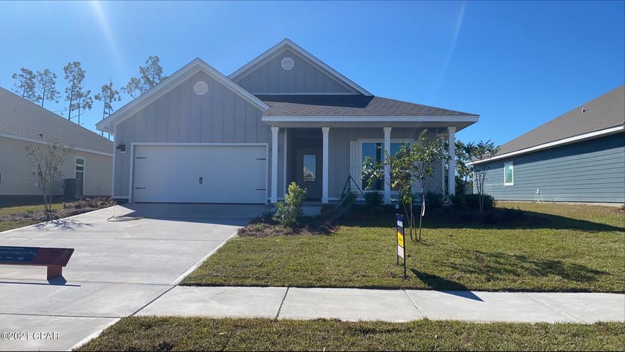 PRICE REDUCED! Welcome to Bridge Harbor! Bridge Harbor is located just minutes to shopping, dining and Tyndall AFB. The Delray plan is a 4 bed, 2 bath home. As you enter, you will find elegant vinyl plank flooring in the foyer and all common areas of this home including wet areas. Just off the foyer is a hallway on the left with a linen closet, a hall bath and two bedrooms with plush carpet. To the right of the foyer is a laundry room and bedroom 4. The great room is open to the kitchen that features a center island and granite countertops. The kitchen also has a smooth top range, a microwave and dishwasher as well as a corner pantry and dining area. Just off the great room is bedroom 1 with walk-in closets and a spacious bath. A standard Smart Home package includes a KwikSet keyless entry, Skybell doorbell, automated front porch lighting, an Echo
Dot device, and Quolsys touch panel which can be integrated to control your lighting, thermostat, front door and so much more.

A builder 10 year structural warranty is also included.

Pictures, photographs, floor plans, elevations, features, colors and sizes are approximate for illustration purposes only and will
vary from the homes as built. Home and community information including pricing, included features, terms, availability and
amenities are subject to change and prior sale at any time without notice or obligation. For Move-In/Completion Estimates:
Ready dates are estimates only. Timing of completion of construction and buyer move-in are subject to contingencies
contained in home purchase agreement and governing jurisdictions issuance of a certificate of occupancy, and may change due to forces majeures and other delays or disruptions outside the reasonable control of the Builder.