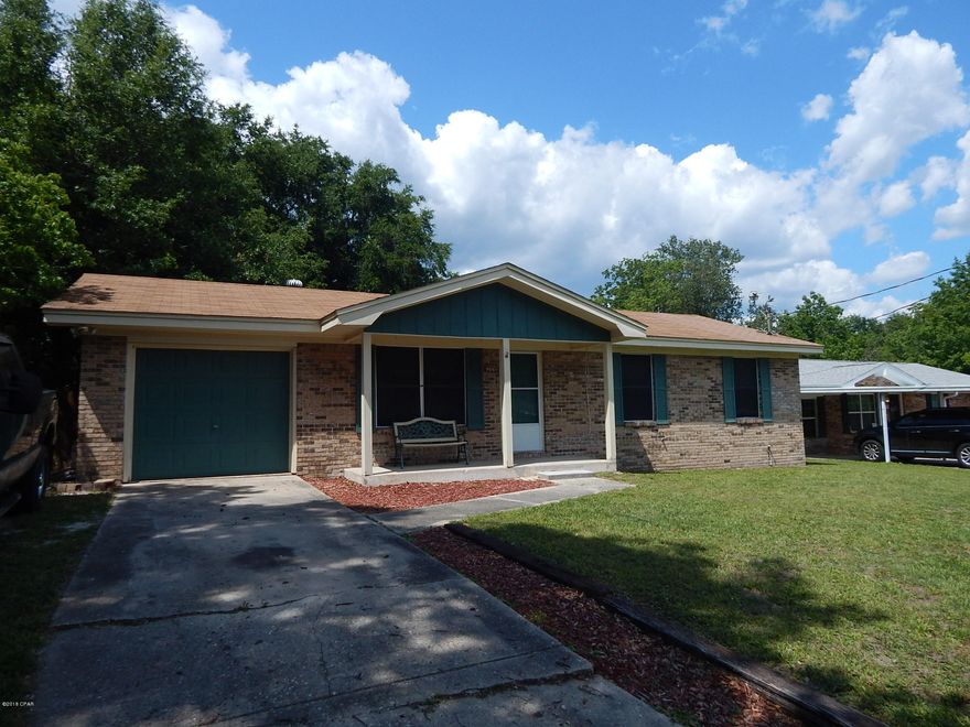 Great first time homebuyer at an affordable selling price a. New roof installed, new interior paint, and move in ready. This all brick home has 3 bedrooms and 2 baths. Large kitchen with over range microwave, built in dishwasher and sink disposal. Ceiling fans in every room. Separate dining area and French Doors exiting large back yard. The One car garage has plenty of room and you can negotiate separately the Generator which is already wired and installed to the home. While your neighbors have no power...you can relax as the generator will work wonders with electricity for your family's comfort. You have a large back yard that is fully fenced in, with 6 ft gates that have deadbolt locks on both sides of the house. Separate grass water meter with faucets in front & rear of house. In a very quiet neighborhood close to schools, Tyndall, shopping and restaurants.  Home sits near a cul de sac with no through traffic.