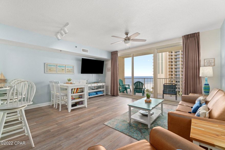 Low floor at the premier resort Shores of Panama w/ same floor parking is PRICELESS!  This 8th floor gorgeous sunset condo sleeps 6 comfortably & is turn-key ready! Stainless appliances, new flooring, tvs, paint, very clean & ready to rent! King Master has a beautiful view of the Gulf of Mexico, and the living room and big balcony overlooks the famous lagoon pool, sunsets, and the gorgeous Gulf! Perfect Sunsets are served up daily from 825! Bunk room has bunk beds that sleep 2 & its own full bath! 

Shores of Panama is a true gulf front vacation resort in Panama City Beach! Amenities include: Huge gulf front lagoon pool, fitness center, tiki bars, indoor pool & hot tub, & right next to Pineapple Willys. These units are netting $45k per year - Shores of Panama is the best ROI on the beach!