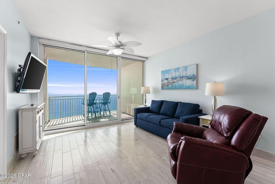 Here is your opportunity to own one of the nicest 1BR condos at Aqua, the most upscale resort in PCB.  This rare 1BR floorplan has the master suite on the Gulf with separate door access to the balcony, 2 full bathrooms, and a separate bunkroom. After purchasing this condo 6 years ago, the owner has invested over $50K remodeling this condo as their primary residence. Upgrades include high-efficiency geothermal HVAC, oversized water heater, Bosch dishwasher, dual bottom drawer refrigerator, stove with oven never used, wood-tile look porcelain throughout, quartz countertops, tiled master shower, new commercial grade sleeper sofa with Sunbrella fabric, leather recliner, twin bunk beds w/Jamison mattresses, Levelor power blinds, and much more (full report is available).     
The condo has a large wall-mounted flat screen TV in the living room, larger washer and dryer with sensor control, and long-lasting polywood balcony table and chairs.
Don't miss out on this opportunity to make this special condo your new 1st/2nd home or vacation rental property.


The condo has tile throughout the main living areas and bathrooms. The kitchen features a new single-level quartz countertop, stainless steel appliances and a pantry.  This unit also features a full-size/front loading washer and dryer and a lockable owner's closet

And of course, the Aqua Resort is ideally located directly across the street from the new Top Golf, only a few hundred yards from Pier Park, and also close to the new Dolly Parton Pirates Voyage Dinner Theatre.