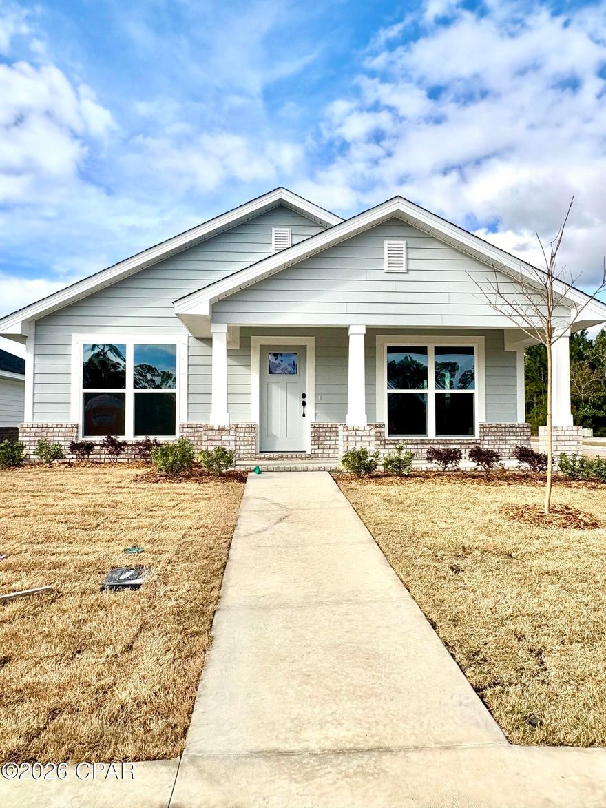 CLOSING COST COVERED WITH PREFERRED LENDER. Come Experience The Difference with Adams Homes in this versatile family floorplan. Includes granite countertops, CoreTec Pro Plus flooring, a sprinkler system, and a rear-load two car garage. Enjoy Florida's great outdoors by calling this peaceful waterfront community home. From kayaking and fishing, to boating East Bay can accommodate it all. With beautiful intracoastal views this community is just 20 minutes from Tyndall AFB, 37 minutes to Mexico Beach, or a short boat ride to Shell Island.