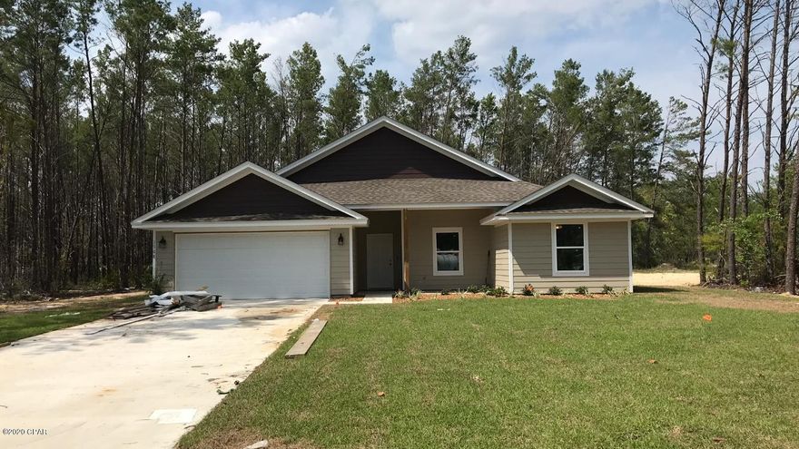 New construction on an acre of land in newer subdivision. Only a short drive to Lynn Haven/Panama City.  This new home features LVP flooring, granite counter tops, stainless steel appliances, sprinkler system with spacious floor plan with Island in kitchen and pantry. Will be complete in March.