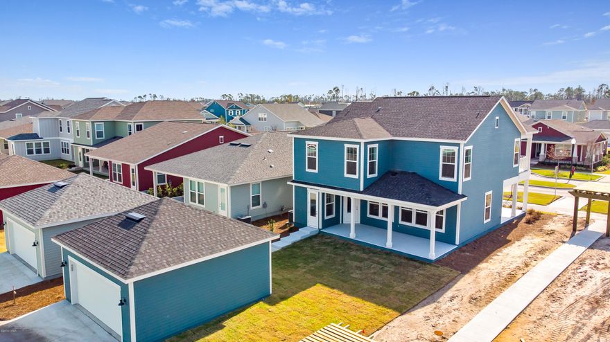 Beautiful new Captiva plan built by Samuel Taylor Homes in SweetBay has 3 BR plus loft, study and balcony! Entertain inside and out with the open floor plan and large covered rear lanai and front porch. The island kitchen has a butler's pantry area, large walk-in pantry, quartz countertops, subway tile backsplash and stainless appliances including a gas range! The huge master retreat features a tray ceiling, walk-in closet, dual quartz vanities, and large walk-in tile-to-ceiling shower. Luxury finishes include craftsman trim package, 8' tall doors throughout, gorgeous plank flooring downstairs, wood stair treads and open stair railing. New home buyers even get Priority Access to University Academy, Florida's #1 K-8 school!