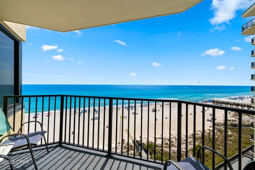 A FRONT-ROW SEAT TO THE EMERALD COAST AT A NEWLY REDUCED PRICE! Welcome to 9850 S Thomas Dr Unit 810E, a remarkable opportunity to own a piece of paradise in Panama City Beach, FL. This charming 609-square-foot unit offers an exceptional blend of comfort and luxury, perfectly positioned to capture breathtaking Gulf views. The residence features one bedroom and one bathroom, making it an ideal retreat for those seeking tranquility and beauty.

Step inside to discover a thoughtfully designed space with brand new quartz countertops in both the kitchen and bathroom, providing a sleek and modern touch. The kitchen is further enhanced by newly upgraded stainless steel Whirlpool appliances, ensuring a seamless culinary experience.

Residents of this property will enjoy an array of incredible amenities. Indulge in the pristine beauty of emerald waters and white sand beaches, accessible through three gated beach accesses. The unit offers unobstructed views of the Gulf, creating a serene backdrop for daily living. For recreation, take advantage of the tennis and pickleball courts, or relax in one of the three pools, including a heated option for year-round enjoyment.

The property also boasts an exclusive gate leading directly to a popular Gulf-front restaurant, offering convenient dining options. Additionally, the location provides close access to retail outlets and a variety of entertainment choices, from casual eateries to fine dining establishments.

This unit presents a unique opportunity to experience the best of Panama City Beach living, combining luxury, convenience, and stunning natural beauty. Don't miss the chance to make this exceptional property your own. Contact us today to schedule a viewing and explore the endless possibilities that await at 9850 S Thomas Dr Unit 810E.