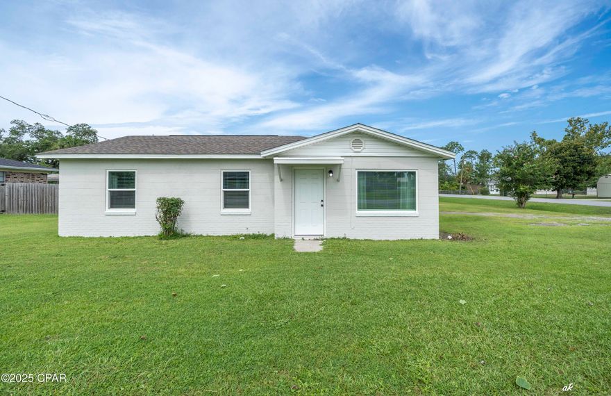 This 3-bedroom, 1-bathroom home sits on an oversized corner lot and offers both style and functionality. Step inside to find LVP wood-look flooring throughout and a crisp kitchen that adds a modern touch. Enjoy a prime location near shopping, dining, and local parks—perfect for everyday convenience.
The expansive lot provides extra space ideal for parking an RV, storing your boat, or creating your dream outdoor retreat. Recent upgrades include a new roof (2019), water heater and HVAC (2022), and energy-efficient windows (2022)—making this home move-in ready and built to beat the Florida heat.
Don't miss this rare opportunity to own a spacious corner-lot property in Lynn Haven!