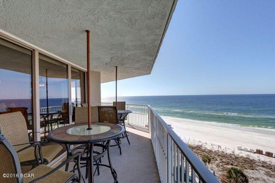 SENSATIONAL UNOBSTRUCTED views of the Gulf of Mexico from every room. All new furniture and accessories as of April 2016. All bedrooms face the Gulf and have balconies from which you will see the most incredible sunsets ever from the wrap around balconies.  The kitchen and baths have recently been updated, you will find plenty of closet space for storage, tile flooring, very spacious bedrooms, large laundry room and so much more.  The Dunes of Panama offers every amenity you could ask for including but not limited to multiple swimming pools, tennis courts, grills located throughout the property, onsite deli, beach store and of course a gated entry. All ages, sizes, including sq. ft. are approximate measure if important.