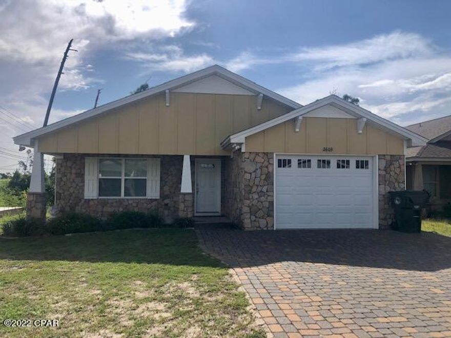 Charming 3 Bedroom, 2 Bath Craftsman style home in highly desired Lynn Haven! This fenced lot home features a front porch great for relaxing mornings, screened in back patio, and a pavered driveway. Inside you will find an open floor plan, spacious living room with a fireplace, oversized laundry room, and double trey ceilings in the master bedroom!