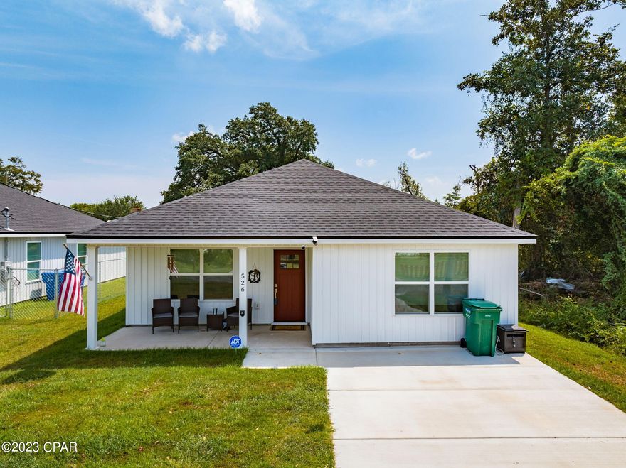 Conveniently located near Tyndall AFB, this almost new home (built in 2023) is one to see.  A 3 bedroom and 2 bath carpet free home with LVP flooring throughout. It has all the touches, quartz countertops, soft close drawer and cabinets, stainless steel appliances, kitchen island, open floorplan, window blinds, covered front porch, back patio, See attached list of items that convey.