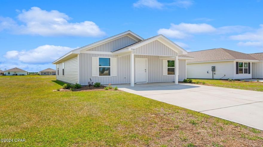 Construction complete and move in ready. This Callaway floor plan is located at 7305 Madison Square Drive. This 3-bedroom, 2-bathroom, 1205 square foot home with an open kitchen, dining, and living room. As you walk inside this lovely home, you will notice the beautiful EVP flooring as the sunlight pours into the spacious living room and kitchen.

As you walk down the hallway you will see bright, illuminated bedrooms by the sunlight that pours in, soft carpet in each bedroom, and a backdoor that leads to the large back yard. The laundry room is in the hallway and has ventilated shelving above your washer and dryer.

In the kitchen and bathrooms, you will see the beautiful granite countertops and white cabinetry that has brushed nickel hardware. The primary bathroom has a large walk-in closet with ventilated shelving The kitchen has stainless-steel appliances including a stove, microwave, and dishwasher.

On the outside of the home, you will see vinyl on all sides of the homes, shingles with a 30-year warranty, and driveways that lead right to your front door. Enjoy the unbeatable sunrise and sunsets right on your front porch. Homes are subject to prior sale or rent. Home and community information, association fees (if any), included features, terms, availability and amenities, are subject to change at any time without notice or obligation. Drawings, pictures, photographs, videos, square footages, floor plans, elevations, features, colors and sizes are for illustration purposes only and will vary from the homes as built. Landscaping and furnishings may be decorator items not included in the purchase price and may not be available.