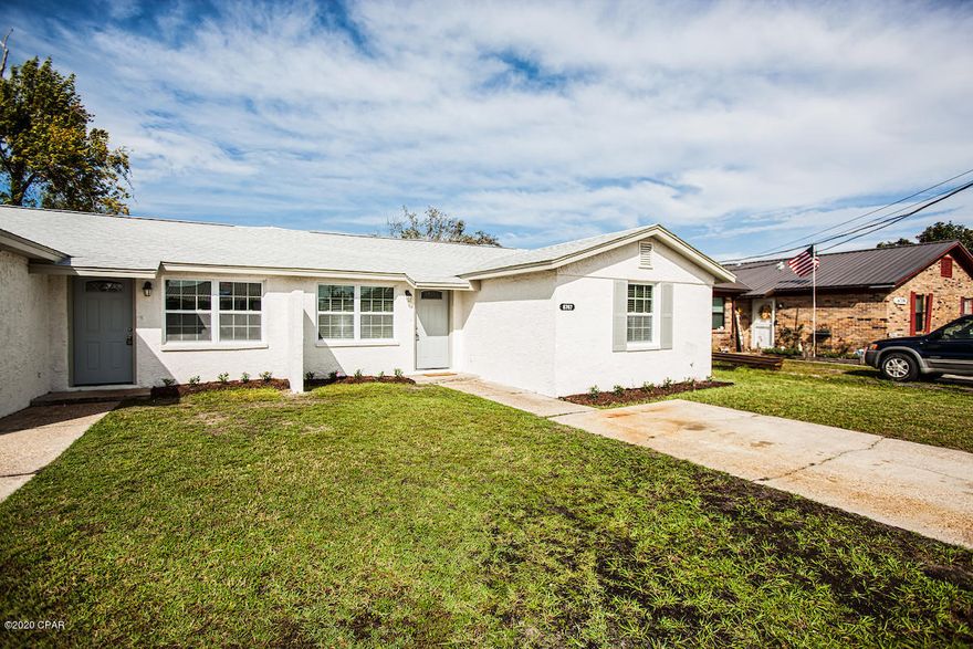 Duplex that Beautifully renovated that includes 6705 and 6707- move in ready. Each unit is a spacious 3 bedrooms, 2 full baths located in the heart of Callaway only a short drive to Tyndall AFB, restaurant, shopping and more. Updated new roof, windows, AC, luxury vinyl plank flooring, all new fixtures and fresh paint inside and out. A split floor plan with privacy and space for everyone.  The master suite boasts great closet space, with french doors that open to the patio.  Both units 6705 and 6707 are to be purchased.  If you are looking for your next rental income property, this is it or live in one unit and rent out the other unit This home has a large backyard and it is ready for pets, play sets, and bbq's. Other amenities like ceiling fans, LED lights, ample storage, laundry space, two sets of French doors, plenty of parking, and brand new cabinetry throughout are too many to list- you will have to see it! Easy to show. Plan to visit soon because it won't last long. Remember to ask your agent about the $15K down payment assistance