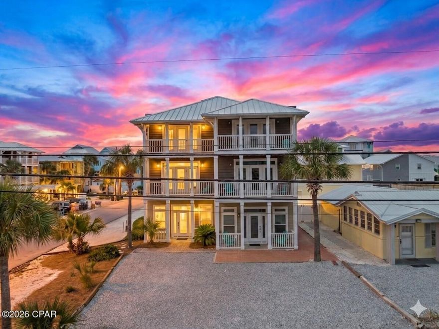 FINANCIAL POWERHOUSE! This prime beachside asset commands an Estimated Annual Gross Rental Revenue between $85,000 - $90,000. Designed for compounding returns, this revenue is projected to increase year-over-year. By capturing highly valuable repeat guests, you will maximize occupancy rates and secure a rapidly increasing ROI from day one. Full historical data (coming soon) and future projections are available upon request. This highly-rated VRBO property is in the top 10% of guest reviews for the area, with 139 reviews in total.

LUXURY COASTAL LIVING MEETS A LEGACY OF MEMORIES. This isn't just a beach house; it is a ''Love-Held'' sanctuary where generations have gathered to discover the very best of Northwest Florida. From the quiet shores of Cape San Blas to the historic charm of Pensacola, this home has served as the ultimate home base for family reunions and life-changing adventures. The current owners' children are reluctant to let it go--and for good reason. It has been a magical learning environment where the kids grew up alongside the Gulf, learning the pride of homeownership and the joy of coastal stewardship. While the family is ready to move on to their next chapter, they leave behind a home filled with soul and a foundation built for a lifetime of new traditions.

PRISTINE BEACHSIDE ELEGANCE JUST STEPS FROM THE SHORE. Located on the coveted beach side of Thomas Drive--just three lots off the emerald waters--this 2,934 (total sq. ft.) Tuscan-inspired residence offers breathtaking Gulf views from the third level. The interior is a masterclass in luxury, featuring 10-foot ceilings on the first floor, granite countertops, and high-end stainless appliances. Designed to sleep 10, the layout includes three large bedrooms plus two built-in bunk areas, ensuring plenty of space for everyone to spread out. With four covered balconies, two electric fireplaces for ambience/light only, a jetted master tub, every detail has been curated for comfort and sophisticated beach living.

YOUR PRIVATE OUTDOOR OASIS WITH UNMATCHED UTILITY. Step outside into your own private retreat featuring a gunite pool, recently upgraded with a new pump and filter (2022). This ''Twin Home'' attached single unit offers a rare advantage: a solid concrete divider wall that ensures absolute privacy and zero sound transfer between sides. Unlike most beach properties, parking is never an issue here. The expansive driveway accommodates up to 8 vehicles (4 side, 4 front), providing ample space to park your RV or boat right on the property--a true rarity so close to the Gulf.

A TURN-KEY, COMPLETELY FURNISHED INVESTMENT. Whether you are seeking a premier primary residence or a high-performing vacation asset, this property is being sold fully furnished and ready to deliver from day one. The home features a brand-new downstairs water heater (2024), and a newer upstairs HVAC. Perfectly positioned in the quieter area of Panama City Beach, you are just a short drive from the world-class dining and shopping of 30A, Destin, Mexico Beach and Port St. Joe, while remaining tucked away in a peaceful, highly flexible coastal pocket.