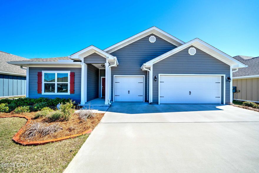 Sought after 4 bedroom 3 ½ bath Camden model home in the popular Bridge Harbor Community. 2.75% assumable VA loan. Ask your agent for more details. Exceptionally well maintained with approx. 2785 sqft. of living space, smart home technology, a 3-car garage with space for a small car or golf cart. The entry leads you into an open floor plan with vinyl plank floors, spacious kitchen and a large granite island countertop with breakfast bar and stainless steel appliances. Home offers a split bedroom floor plan with 9'' ceilings, 10'' tray ceilings. Walk-in closet in main bathroom with separate enclosed shower and tub. An ensuite bedroom with a private bathroom and walk in closet, 2 bedrooms with a jack and jill bath. Bonus study room and Large laundry room Fenced back yard. Freshly painted Hardie board exterior and trim, screened in back porch, extra wide driveway, gutters, inground sprinkler system with a separate irrigation meter and shallow well. This is a must-see/move-in ready home close to Tyndall Air Force Base and life's creature comforts. All measurements are approx.