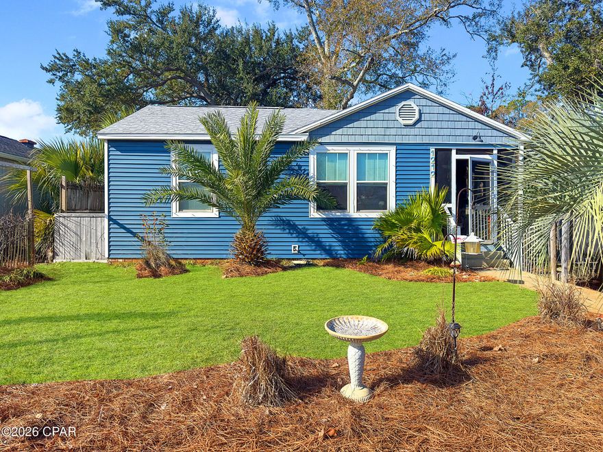 This home holds special sentimental value and sits in a truly fabulous location in Port St. Joe. Beautifully restored after Hurricane Michael, it offers the charm of a coastal cottage with all the modern comforts you need. With it's three bedrooms and two baths, the split floorplan truly gives everyone their space. You'll love being just minutes from schools and churches, with St. Joseph Bay close enough for an easy golf cart ride to catch breathtaking sunsets. Heading into town for dinner or a music festival? You're only about five minutes away by golf cart. The property features mature trees, established landscaping, and wonderfully friendly neighbors who make this area feel like home .Don't miss your chance to see this one — schedule your showing today! New windows and sliding patio doors in 2021, new roof in 2025