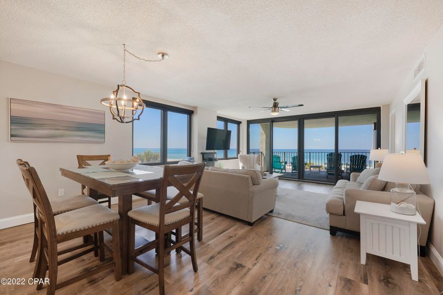 Welcome to Watercrest Unit #302! This freshly remodeled, two-bedroom unit has incredible wrap around views of the Gulf of Mexico and the surrounding sugar-white beachscape. Over $70K gross rental on the books 2022 YTD! There's a large vacant lot to the east of the building that affords unobstructed views down the coastline. It's a special view. The unit includes premium upgrades: Quartz countertops, soft close shaker cabinets, cabinet underlighting, stainless appliances, and high-end luxury vinyl plank through the entire unit. The updates, view, and the well-maintained building conditions contribute to the unit's stellar rental performance. Come see it in person while you can. The entire Watercrest building has a long history of being a well-managed property and is one of the most sought-after buildings on the beach. Recent improvements include: a new roof, fresh exterior paint, new windows & sliders, to name a few. This is your chance to own a beautiful condo in a highly regarded building. Watercrest condominium also offers a beautiful pool and deck area, a fitness center, a tennis court and more! Located in the quieter part of Panama City Beach, yet still close to all the action!
