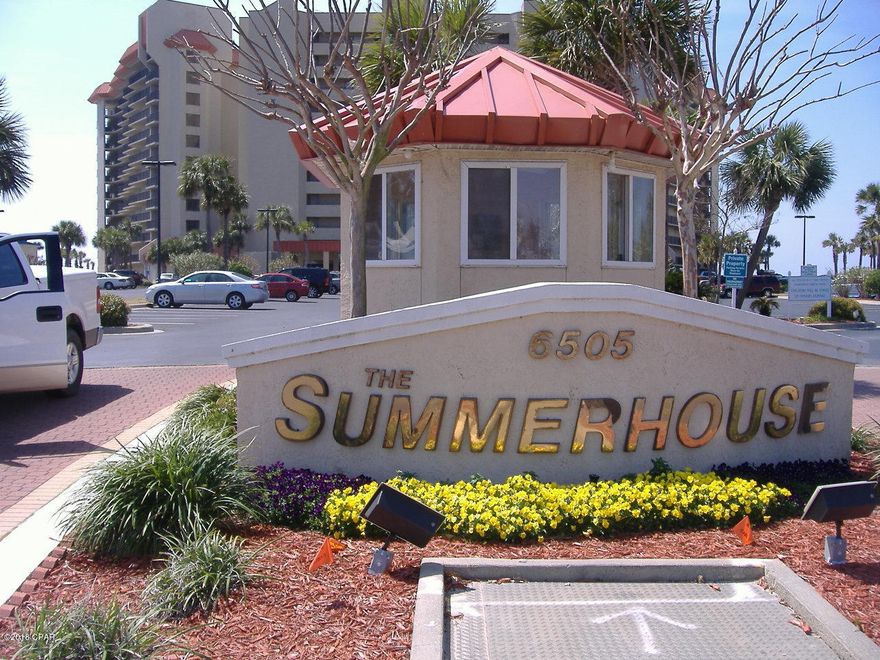 Summerhouse #501 is in a perfect location to maximize enjoyment and rent. This mid floor corner unit gives you a ''Sunset View'' where most units in this building do not have one.  This unit is very nicely furnished and ''rental ready'' for you or your guests. A completely outfitted kitchen features updated counter tops, cabinets, hardware and sink. Prepare your snack while watching your family at the pool. The living area in this unit is laminate and tile which makes it easy to keep clean and sparking..  shows great.   Summerhouse has two pools, one which is heated during the winter, a hot tub and kiddie pool out by the gulf front gazebo.  The gazebo offers you a nice place to sit out of the sun and enjoy a good book or snack while you people watch at the pool and beach.  Beach concession are available for chairs/umbrellas, jetskis and for other beach enjoyment.  Other amenities include racket ball, and shuffleboard courts, a gulf side game room and owners lounge. An onsite rental office is convenient for owners that rent their units out. The great location on Thomas Dr. is close to many of the areas greatest restaurants, shopping and entertainment venues, both adult and for children. Also close by are all the fishing and dive fleets along with all the marinas for the private boat owners. St. Andrews State Park, Florida's second most popular State Park is just East of Summerhouse a short distance. The balcony is tiled.  Watch schools of dolphins swim by and flocks of pelicans glide by so close you want to reach out and touch them.  Come make Summerhouse, "YOUR SUMMERHOUSE"
